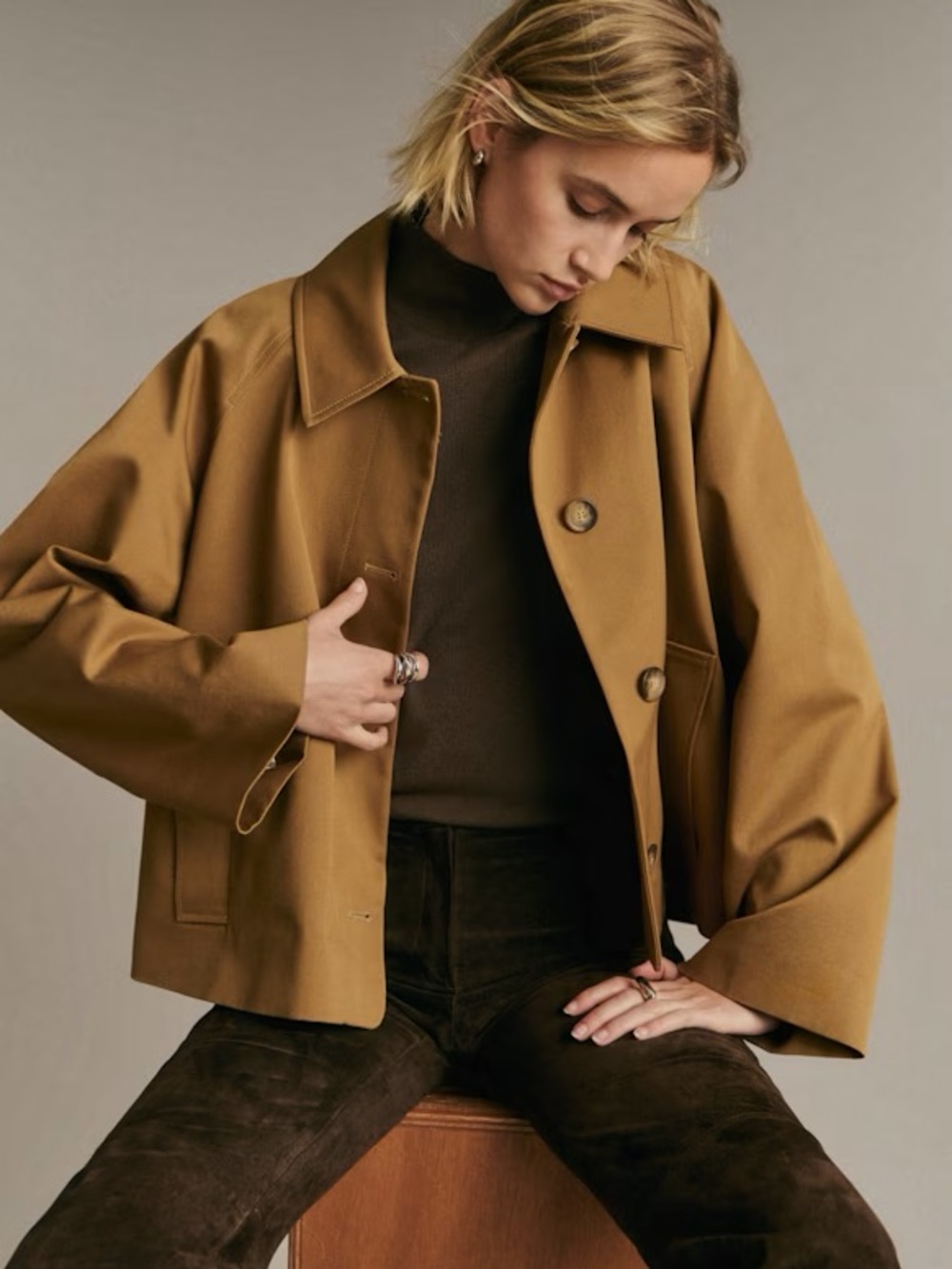 Sezane Bobby Jacket in Camel